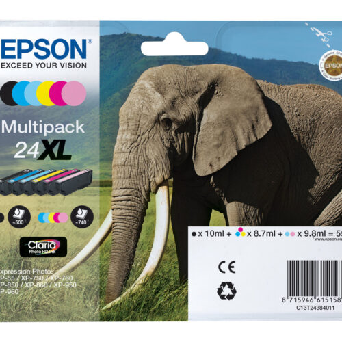 EPSON 3LB Ink Cartridge 24XL Claria Photo HD Ink black and five colour standard capacity 55.7ml 1-pack blister without alarm