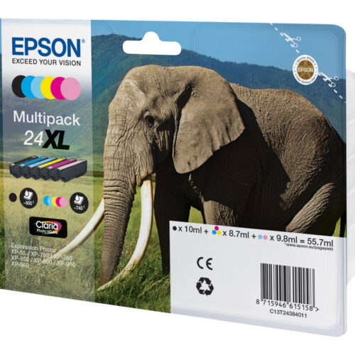 EPSON 3LB Ink Cartridge 24XL Claria Photo HD Ink black and five colour standard capacity 55.7ml 1-pack blister without alarm
