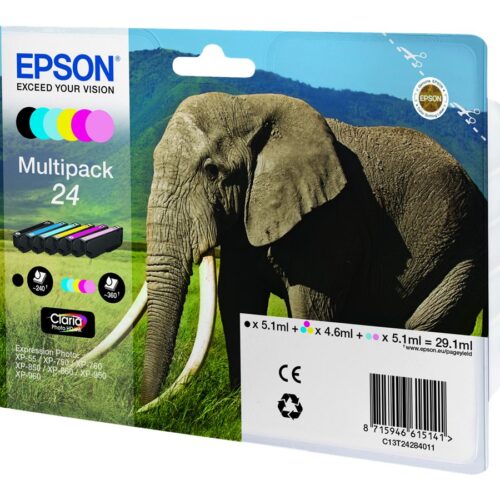 EPSON 3LB Inkt Cartridge 24 Claria Photo HD Ink black and five colour standard capacity 29.1ml 1-pack blister without alarm