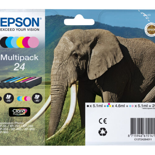 EPSON 3LB Inkt Cartridge 24 Claria Photo HD Ink black and five colour standard capacity 29.1ml 1-pack blister without alarm