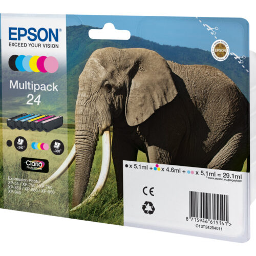 EPSON 3LB Inkt Cartridge 24 Claria Photo HD Ink black and five colour standard capacity 29.1ml 1-pack blister without alarm