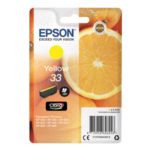 EPSON 3LB Singlepack Yellow 33 Claria Premium Ink