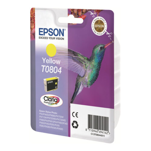 EPSON 3LB T0804 ink cartridge yellow standard capacity 7.4ml 520 pages 1-pack blister without alarm