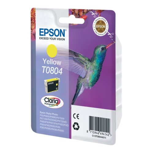 EPSON 3LB T0804 ink cartridge yellow standard capacity 7.4ml 520 pages 1-pack blister without alarm