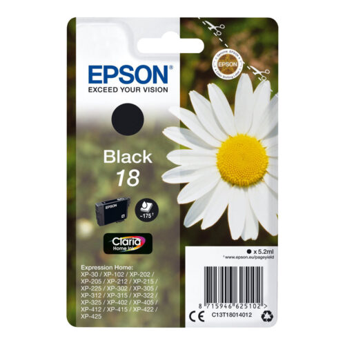 EPSON 4LB 18 ink cartridge black standard capacity 5.2ml 175 pages 1-pack blister without alarm