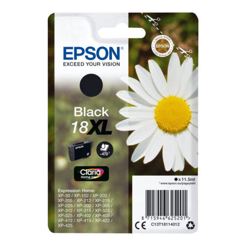 EPSON 4LB 18XL ink cartridge black high capacity 11.5ml 470 pages 1-pack RF-AM blister w/s