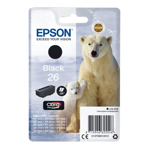 EPSON 4LB 26 ink cartridge black standard capacity 6.2ml 220 pages 1-pack blister without alarm