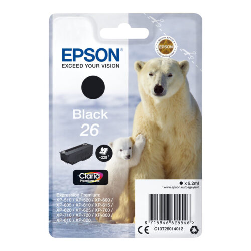 EPSON 4LB 26 ink cartridge black standard capacity 6.2ml 220 pages 1-pack blister without alarm