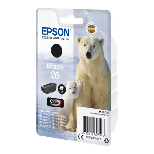 EPSON 4LB 26 ink cartridge black standard capacity 6.2ml 220 pages 1-pack blister without alarm
