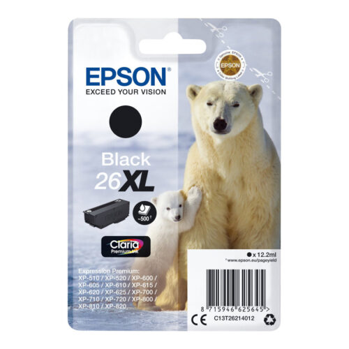 EPSON 4LB 26XL ink cartridge black high capacity 12.2ml 500 pages 1-pack blister without alarm