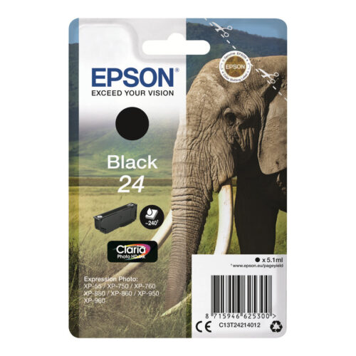 EPSON 5LB 24 ink cartridge black standard capacity 5.1ml 240 pages 1-pack blister without alarm