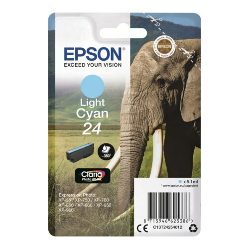 EPSON 5LB 24 ink cartridge light cyan standard capacity 5.1ml 360 pages 1-pack blister without alarm
