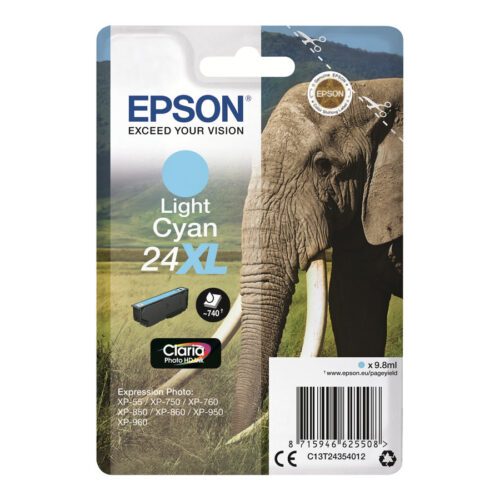 EPSON 5LB 24XL ink cartridge light cyan high capacity 9.8ml 740 pages 1-pack RF-AM blister w/s