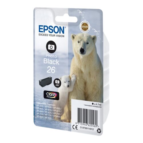 EPSON 5LB 26 ink cartridge photo black standard capacity 4.7ml 200 photos 1-pack blister without alarm