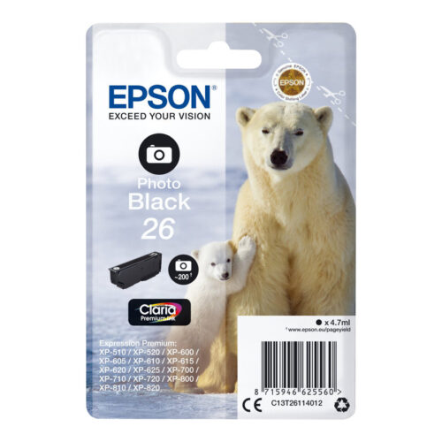 EPSON 5LB 26 ink cartridge photo black standard capacity 4.7ml 200 photos 1-pack RF-AM blister w/s