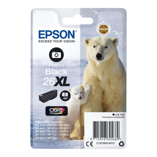 EPSON 5LB 26XL ink cartridge photo black high capacity 8.7ml 400 photos 1-pack RF-AM blister w/s
