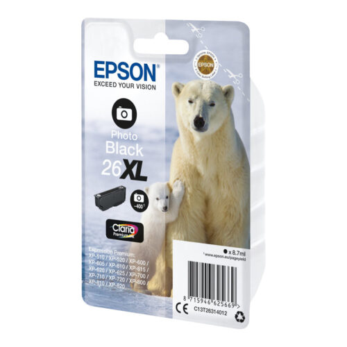 EPSON 5LB 26XL ink cartridge photo black high capacity 8.7ml 400 photos 1-pack RF-AM blister w/s