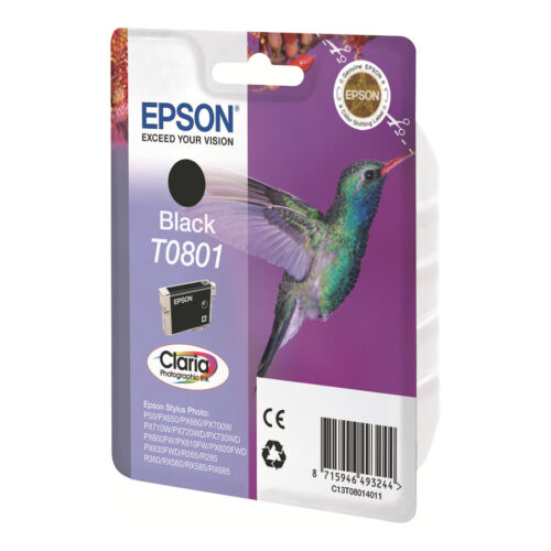 EPSON 5LB T0801 ink cartridge black standard capacity 7.4ml 330 pages 1-pack blister without alarm