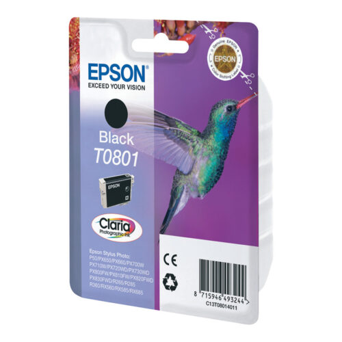 EPSON 5LB T0801 ink cartridge black standard capacity 7.4ml 330 pages 1-pack blister without alarm