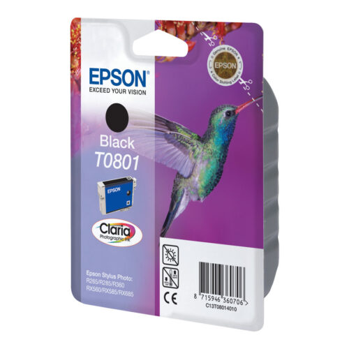 EPSON 5LB T0801 ink cartridge black standard capacity 7.4ml 330 pages 1-pack blister without alarm