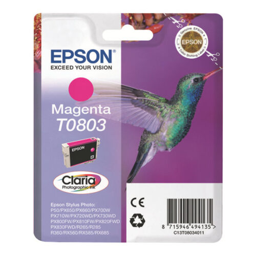 EPSON 5LB T0803 ink cartridge magenta standard capacity 7.4ml 460 pages 1-pack blister without alarm