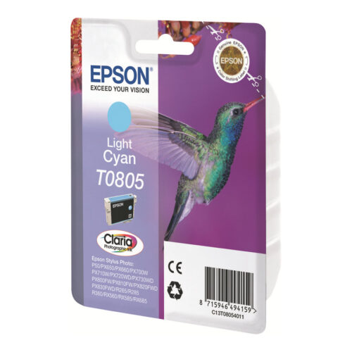 EPSON 5LB T0805 ink cartridge light cyan standard capacity 7.4ml 350 pages 1-pack blister without alarm