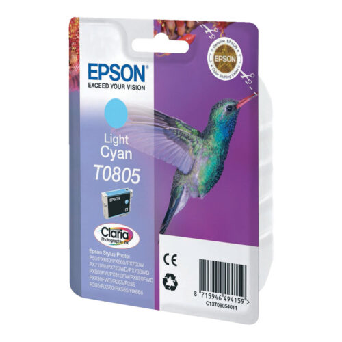 EPSON 5LB T0805 ink cartridge light cyan standard capacity 7.4ml 350 pages 1-pack blister without alarm