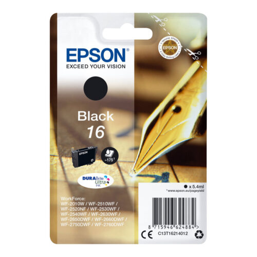 EPSON 6LB 16 ink cartridge black standard capacity 5.4ml 175 pages 1-pack blister without alarm