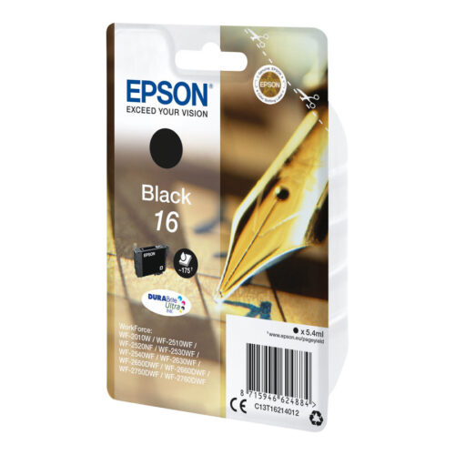 EPSON 6LB 16 ink cartridge black standard capacity 5.4ml 175 pages 1-pack blister without alarm