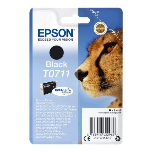 EPSON 6LB T0711 ink cartridge black standard capacity 7.4ml 1-pack blister without alarm