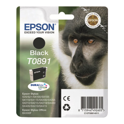 EPSON 6LB T0891 ink cartridge black standard capacity 5.8ml 1-pack blister without alarm