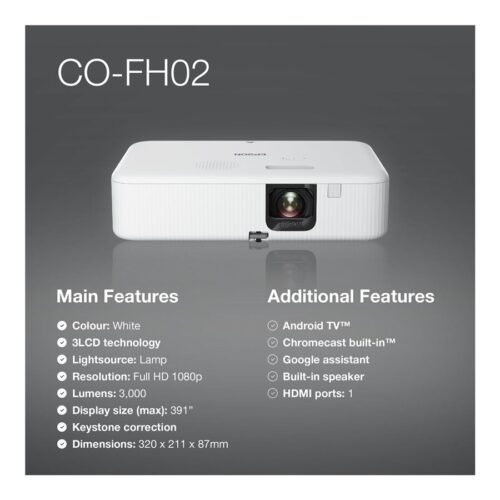 EPSON CO-FH02 Projector 3LCD 1080p 3000lm
