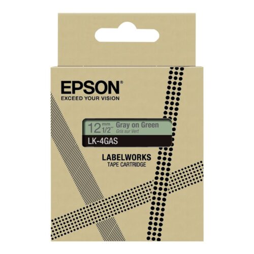 EPSON Colour Tape Green/Grey 12mm 8m LK-4GAS