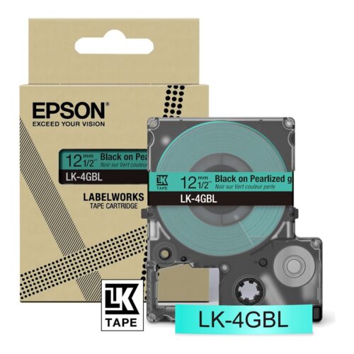 EPSON Colour Tape Pearl Green/Black 12mm 9m LK-4GBL