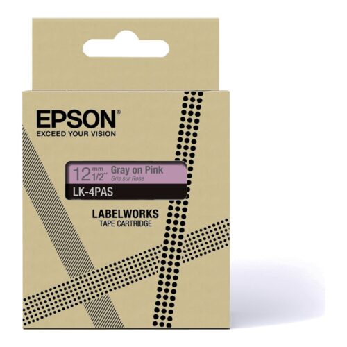 EPSON Colour Tape Pink/Grey 12mm 8m LK-4PAS