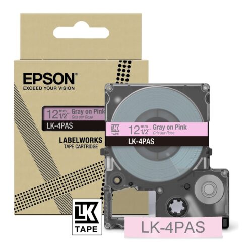 EPSON Colour Tape Pink/Grey 12mm 8m LK-4PAS