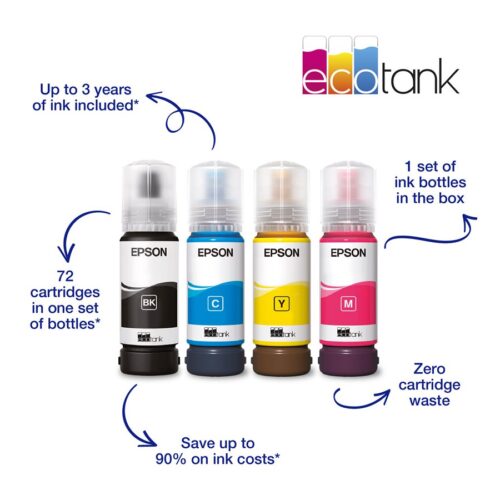EPSON EcoTank ET-1810 Printer colour ink-jet refillable A4 5760x1440dpi 10ppm mono/5ppm colour 100 sheets USB Wi-Fi black