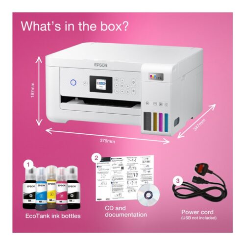 EPSON EcoTank ET-2856 MFP colour ink-jet refillable A4 10.5ppm print 100 sheets USB Wi-Fi white