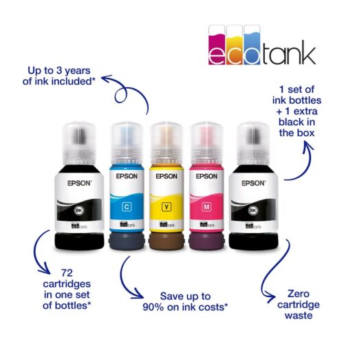 EPSON EcoTank ET-4856 MFP colour ink-jet refillable A4 15.5ppm print 250 sheets USB LAN Wi-Fi white