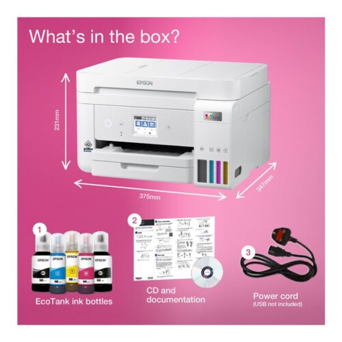 EPSON EcoTank ET-4856 MFP colour ink-jet refillable A4 15.5ppm print 250 sheets USB LAN Wi-Fi white