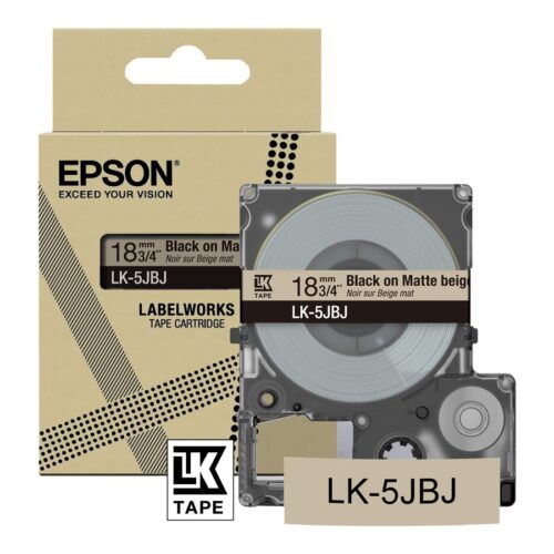 EPSON Matte Tape Beige/Black 18mm 8m LK-5JBJ