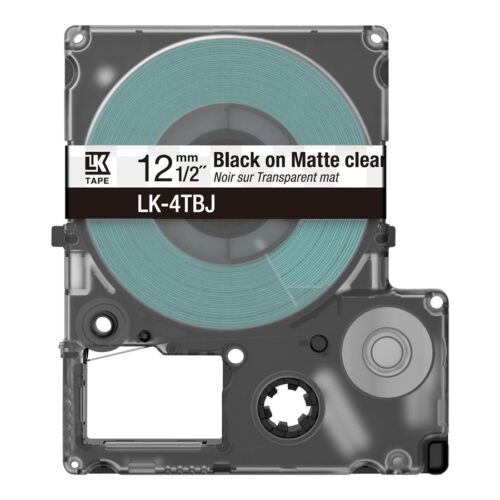 EPSON Matte Tape Clear/Black 12mm 8m LK-4TBJ