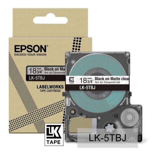 EPSON Matte Tape Clear/Black 18mm 8m LK-5TBJ