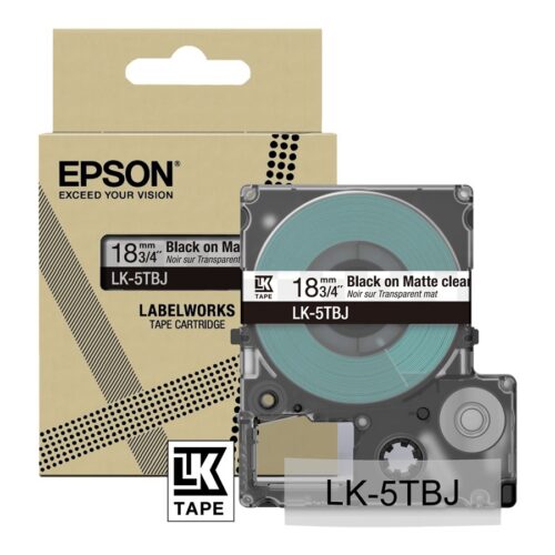 EPSON Matte Tape Clear/Black 18mm 8m LK-5TBJ