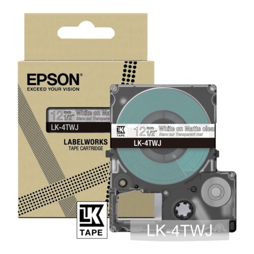 EPSON Matte Tape Clear/White 12mm 8m LK-4TWJ