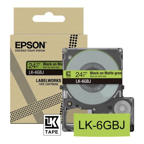 EPSON Matte Tape Green/Black 24mm 8m LK-6GBJ