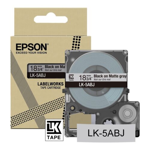 EPSON Matte Tape Grey/Black 18mm 8m LK-5ABJ