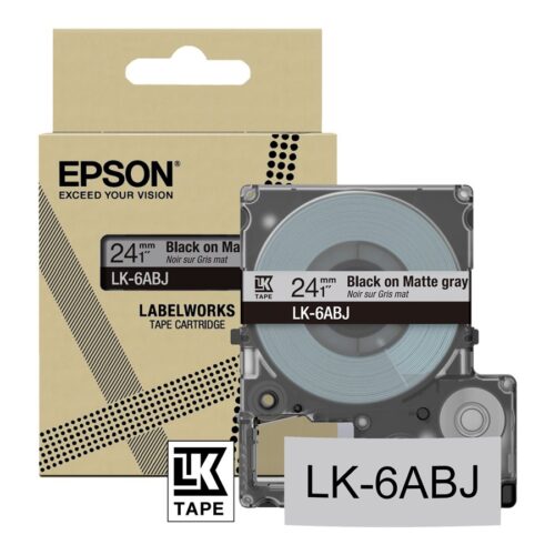 EPSON Matte Tape Grey/Black 24mm 8m LK-6ABJ