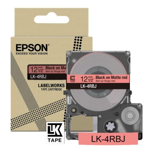 EPSON Matte Tape Red/Black 12mm 8m LK-4RBJ