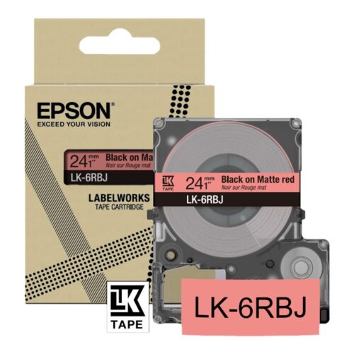 EPSON Matte Tape Red/Black 24mm 8m LK-6RBJ